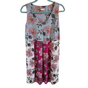 J. Jill Floral Patchwork Mini Dress in Light Blue, Fuchsia, White